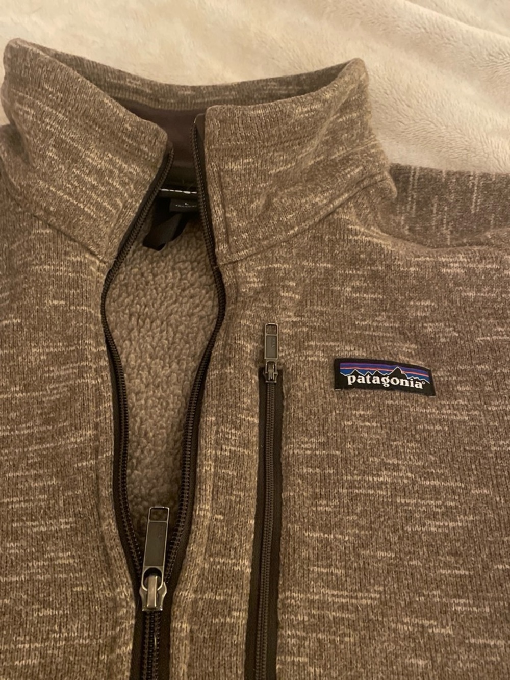 Patagonia Men's Heathered Brown Full-Zip Sherpa Jacket